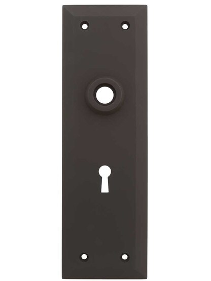 Large Forged-Brass New York Door Plate with Keyhole in Oil-Rubbed Bronze.